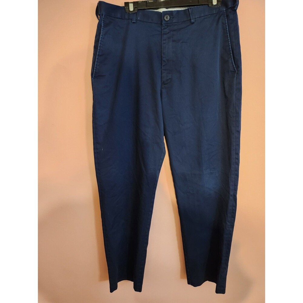 Haggar Pants Mens 36x32 Navy Blue Classic Fit  No Iron